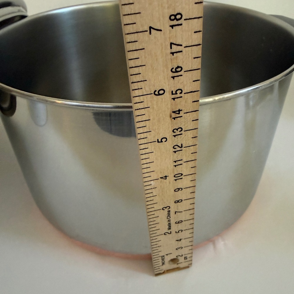 Vintage Revere Ware 6 Qt Stock Pot Copper Bottom Stainless Steel Lid Clinton IL - Picture 12 of 13